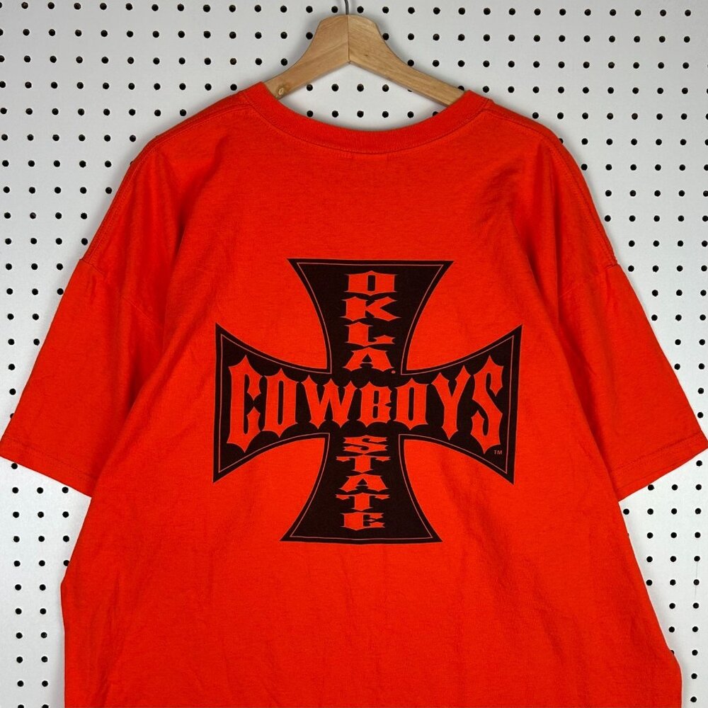 Oklahoma State Cowboys T Shirt XXL Orange West Coast Chopper Logo Y2K Vintage - Picture 2 of 6